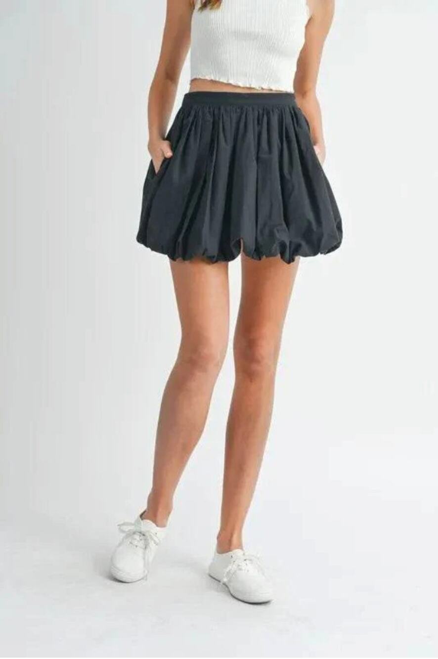MABLE Poplin Bubble Mini Skirt in Black sz. S
